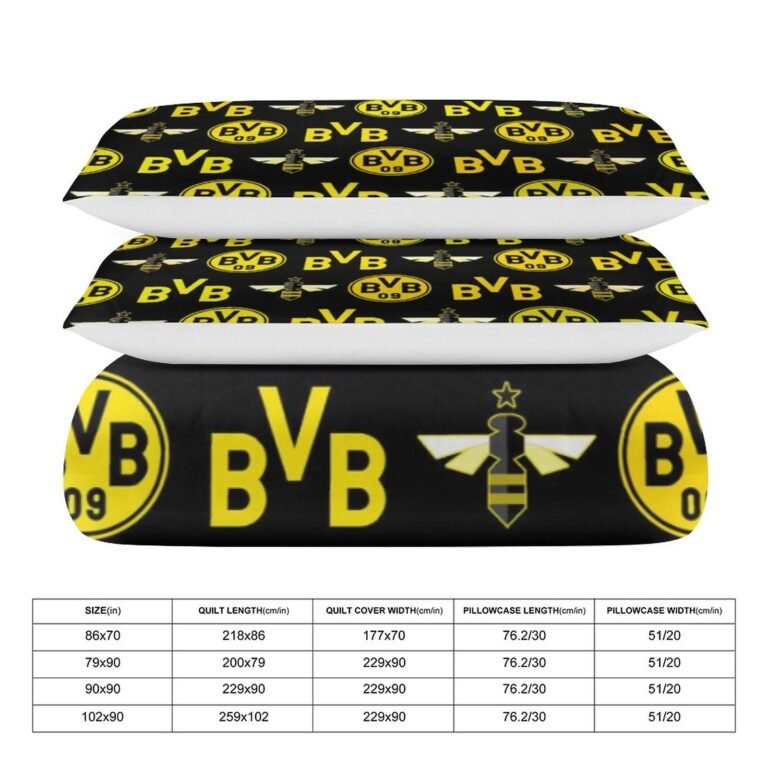 Borussia Dortmund Bettwäscheset 3 Stück Kinder Erwachsene Steppdeckenbezug Steppdeckenbezug Multi Size Laken Set