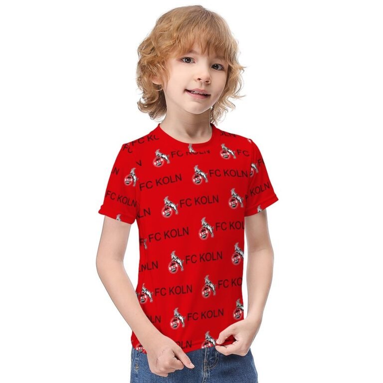 FC Köln Jungen Mädchen Kurzarm 3D-Druck T-Shirt Rundhals-Sommerhemd Tops