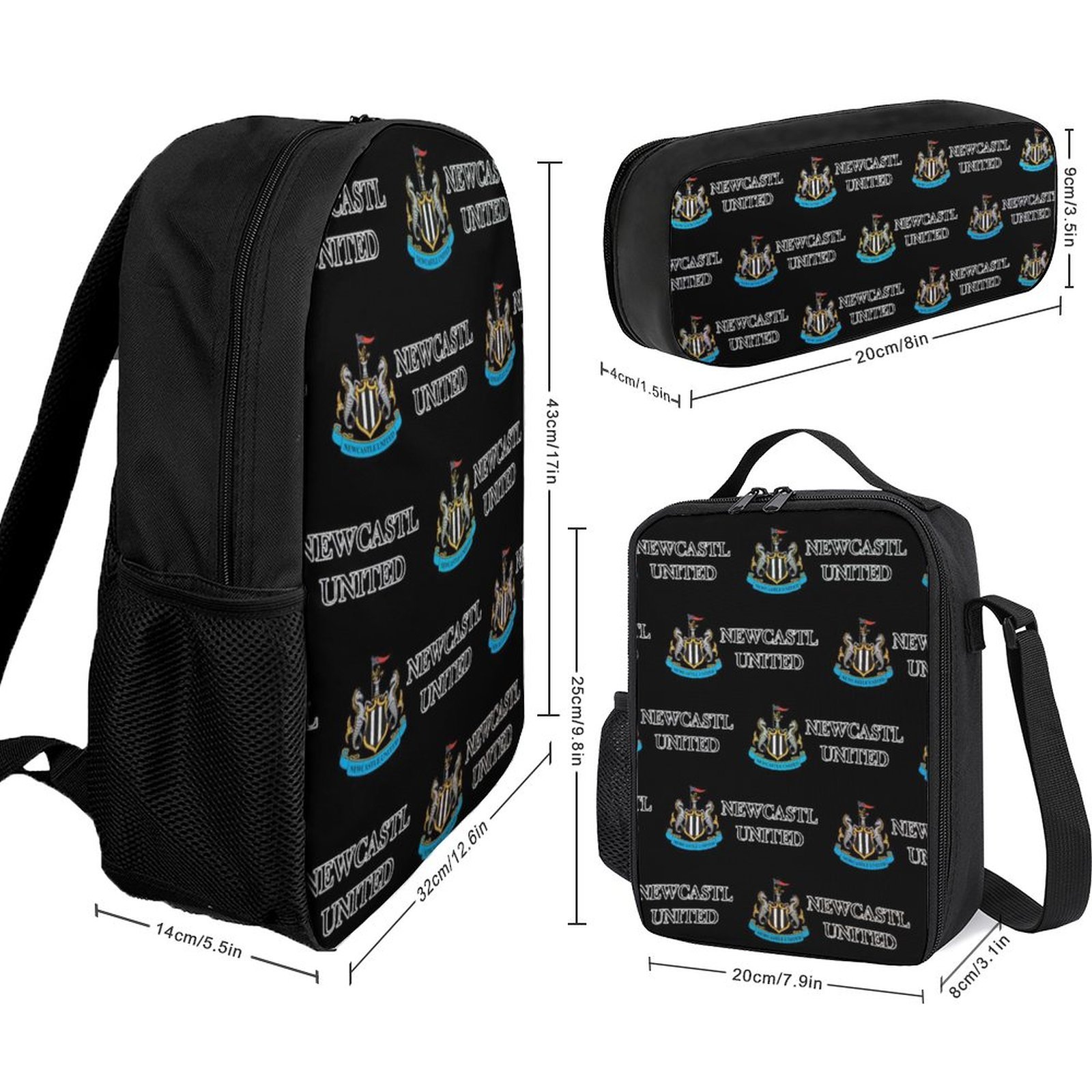 Newcastle United Student Schulranzen Lunchbag Stifttasche Kombination Newcastle United Student Schulranzen Lunchbag Stifttasche Kombination