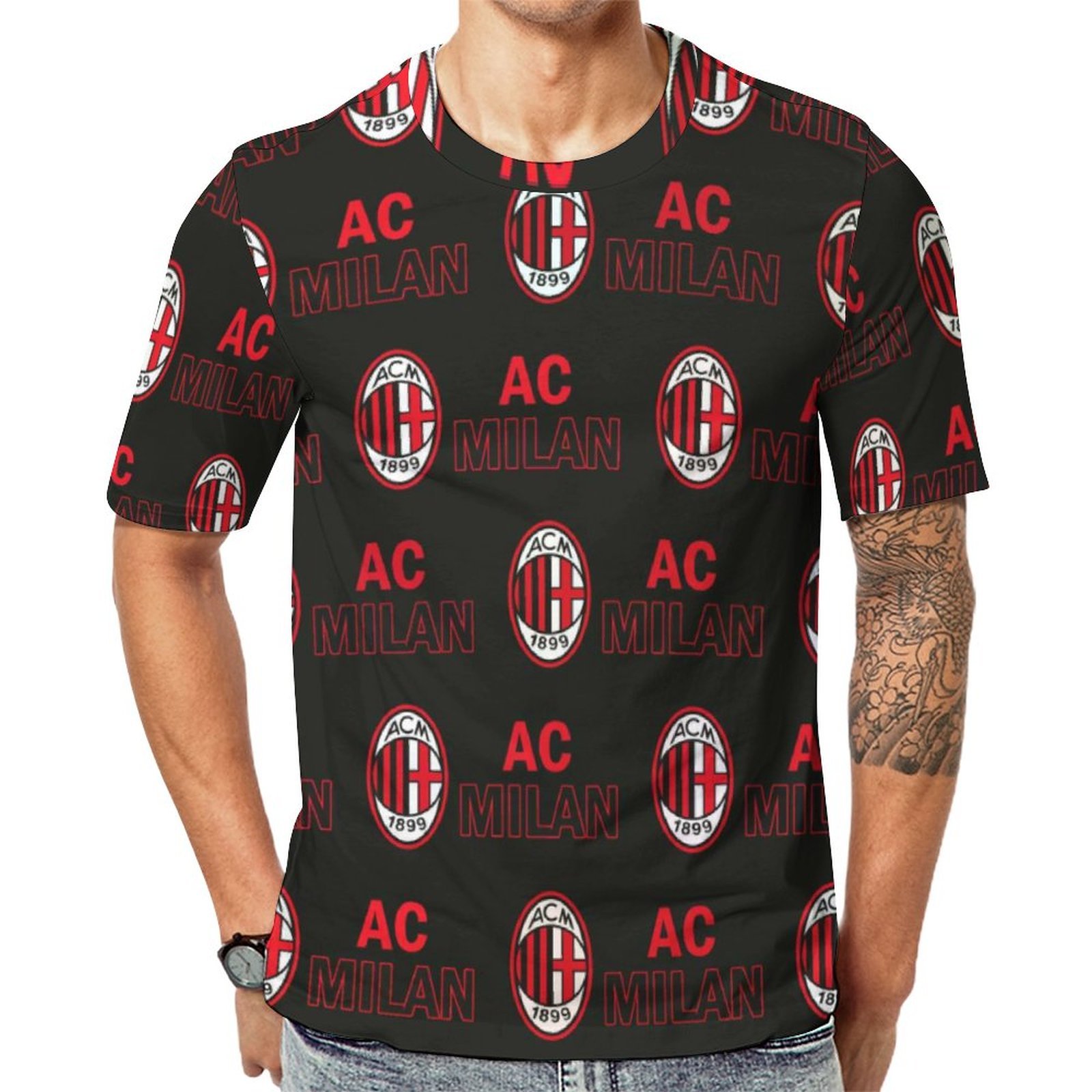AC Mailand Unisex 3D Vollständig Druck Kurzarm T-Shirts Beiläufige Tee Tops AC Mailand Unisex 3D Vollständig Druck Kurzarm T-Shirts Beiläufige Tee Tops