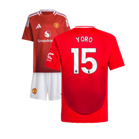 Manchester United Leny Yoro 15 Heimtrikot Kinder Mini Kit 2024-2025