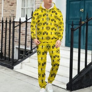 Borussia Dortmund Lässiges Sweatshirt-Set 2 Sätze Kapuzen-Sweatpants