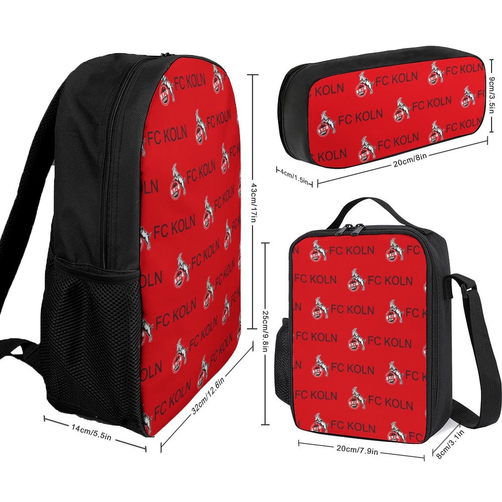 FC Köln Student Schulranzen Lunchbag Stifttasche Kombination FC Köln Student Schulranzen Lunchbag Stifttasche Kombination