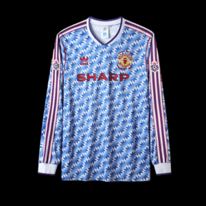 Manchester United Retro Langarm Away Trikot 1990-1992 - Blau