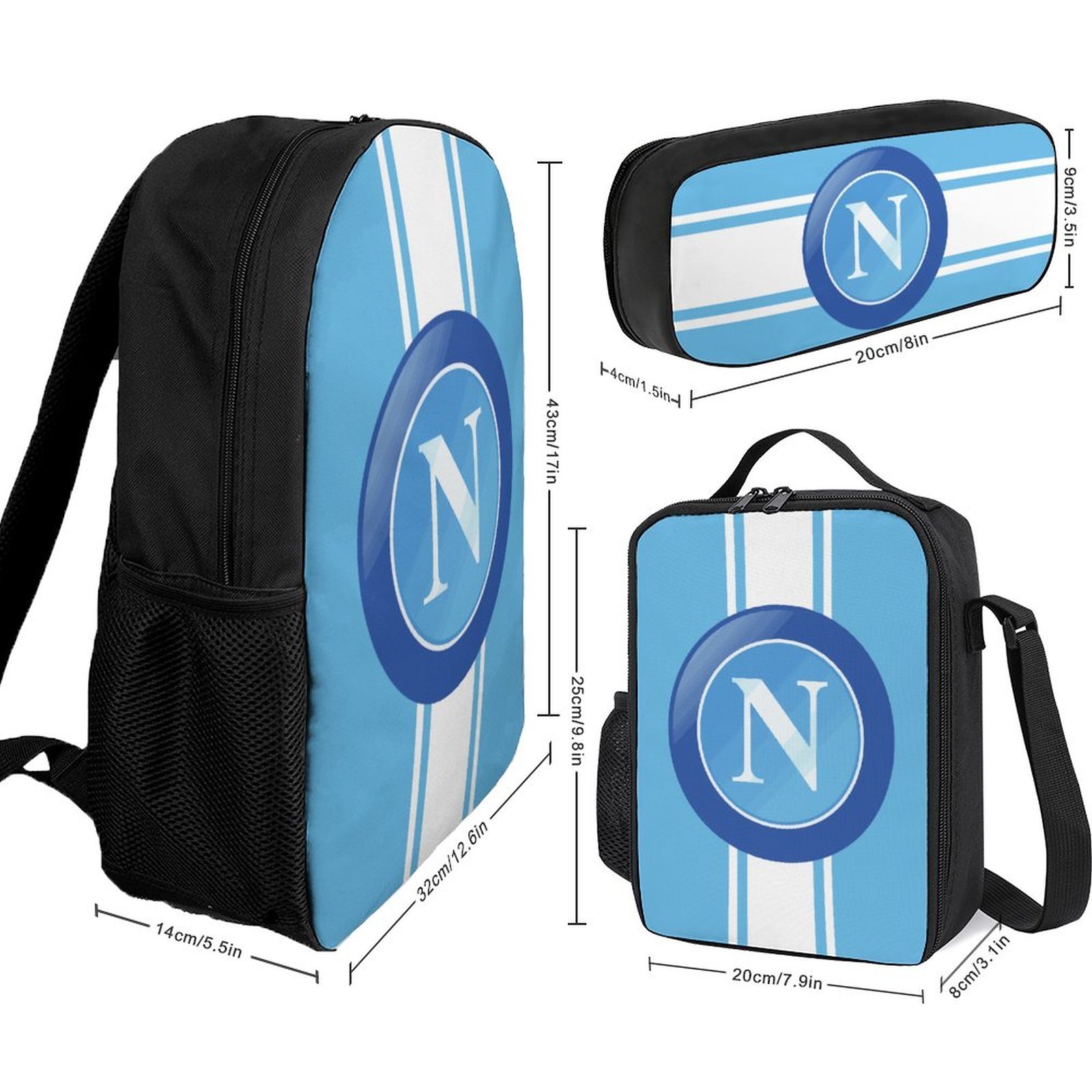 SSC Neapel Student Schulranzen Lunchbag Stifttasche Kombination SSC Neapel Student Schulranzen Lunchbag Stifttasche Kombination