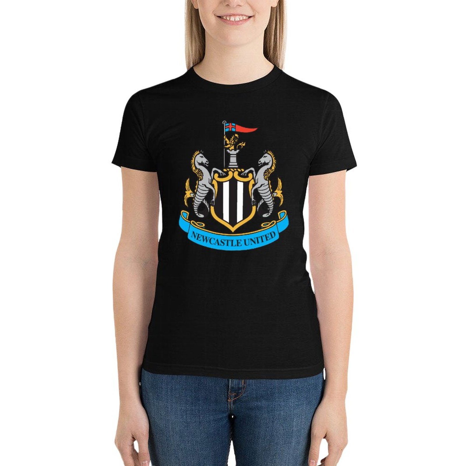 Newcastle United Damen Kurzarm Rundhals T-Shirt Casual Sommer Tops Newcastle United Damen Kurzarm Rundhals T-Shirt Casual Sommer Tops