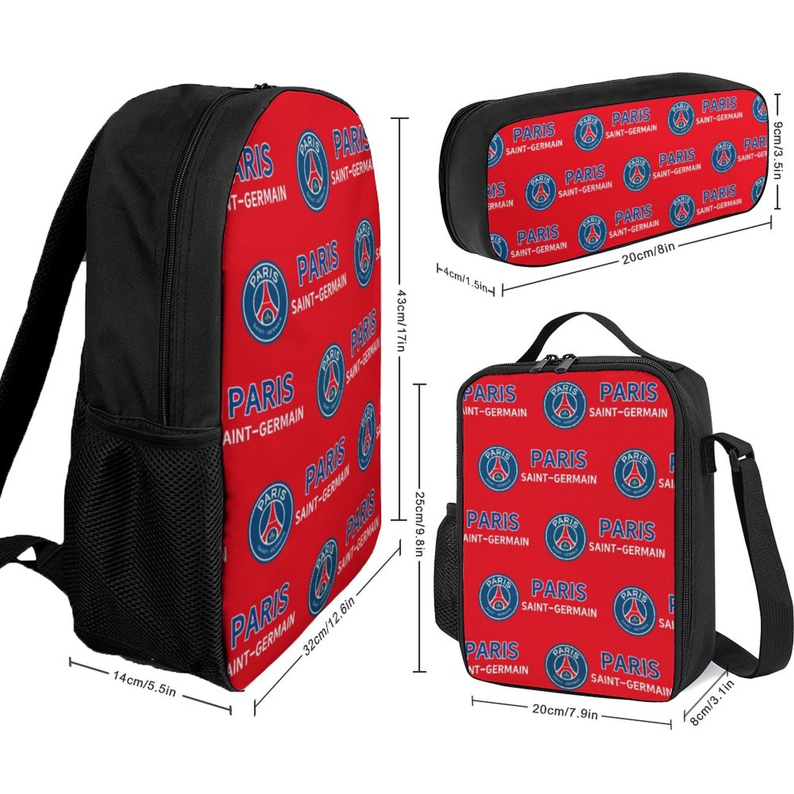 Paris Saint-Germain Student Schulranzen Lunchbag Stifttasche Kombination Paris Saint-Germain Student Schulranzen Lunchbag Stifttasche Kombination