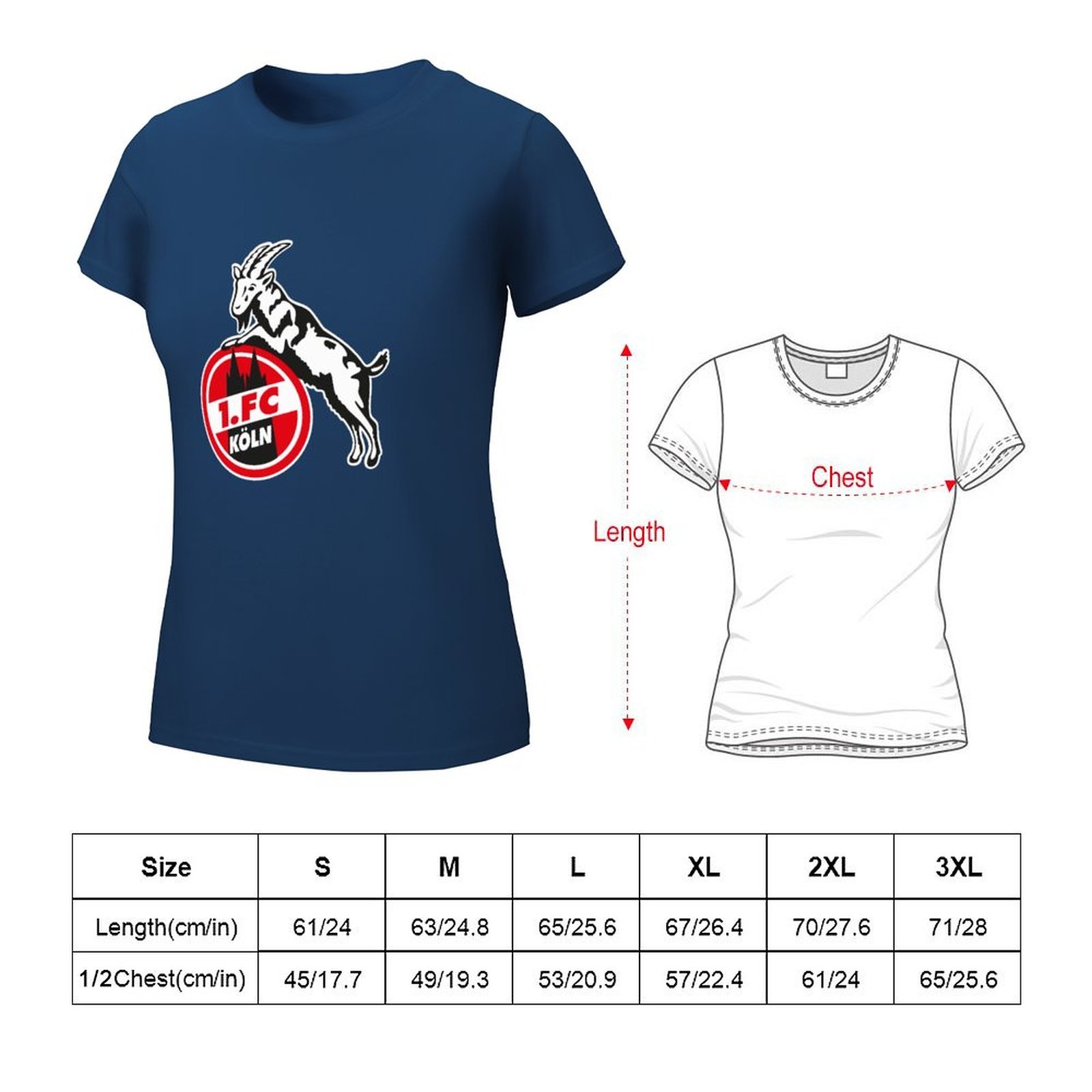 FC Köln Damen Kurzarm Rundhals T-Shirt Casual Sommer Tops FC Köln Damen Kurzarm Rundhals T-Shirt Casual Sommer Tops
