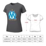 Olympique De Marseille Damen Kurzarm Rundhals T-Shirt Casual Sommer Tops