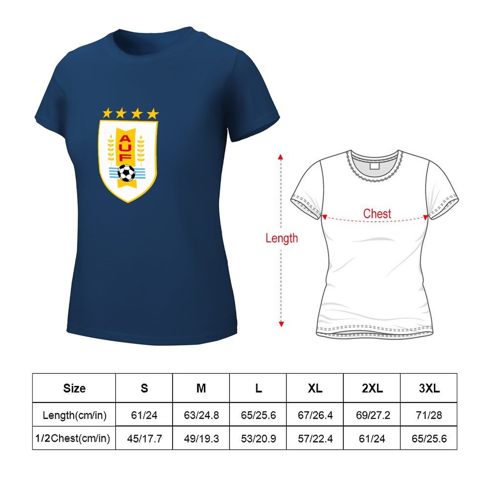 Uruguay Damen Kurzarm Rundhals T-Shirt Casual Sommer Tops Uruguay Damen Kurzarm Rundhals T-Shirt Casual Sommer Tops