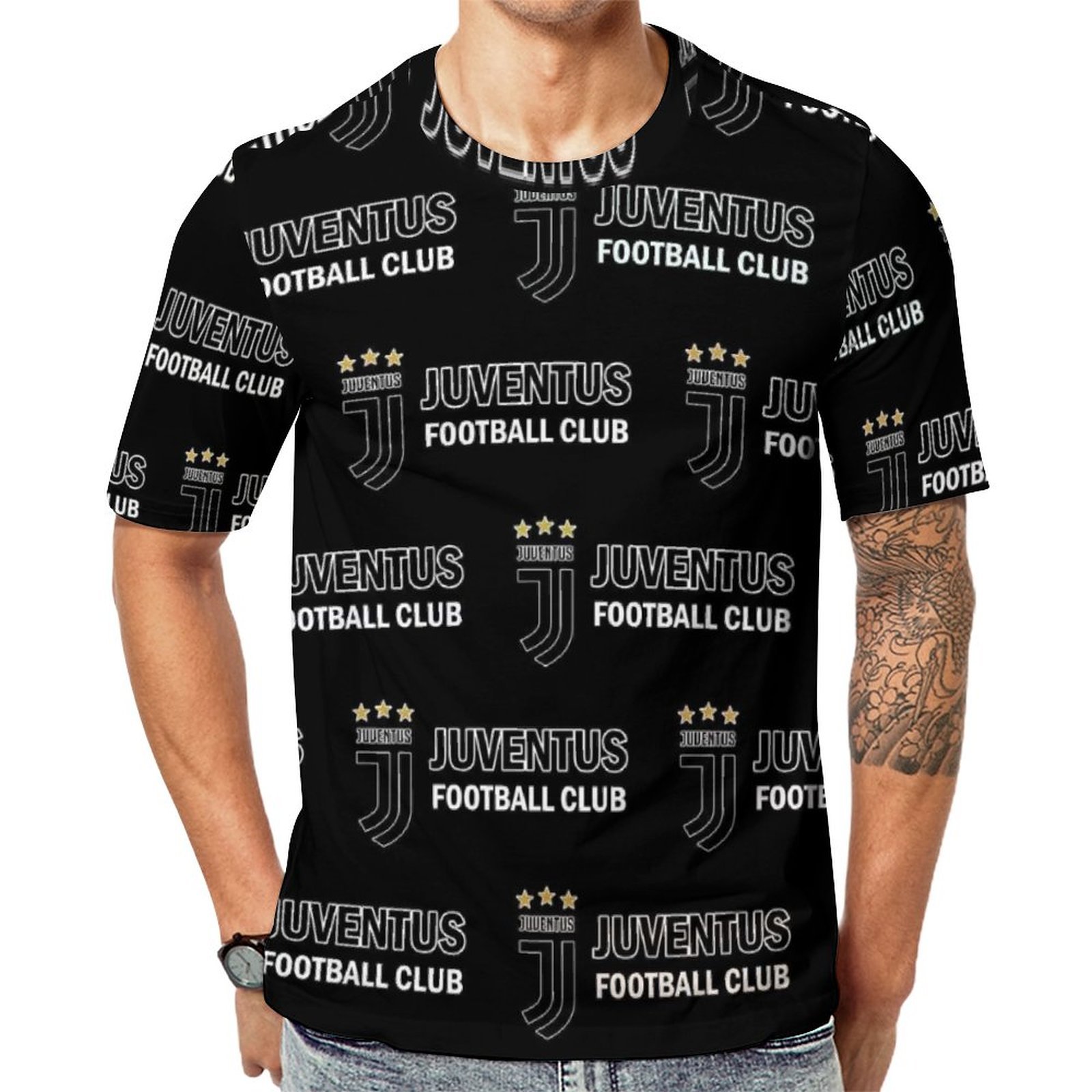 Juventus FC Unisex 3D Vollständig Druck Kurzarm T-Shirts Beiläufige Tee Tops Juventus FC Unisex 3D Vollständig Druck Kurzarm T-Shirts Beiläufige Tee Tops
