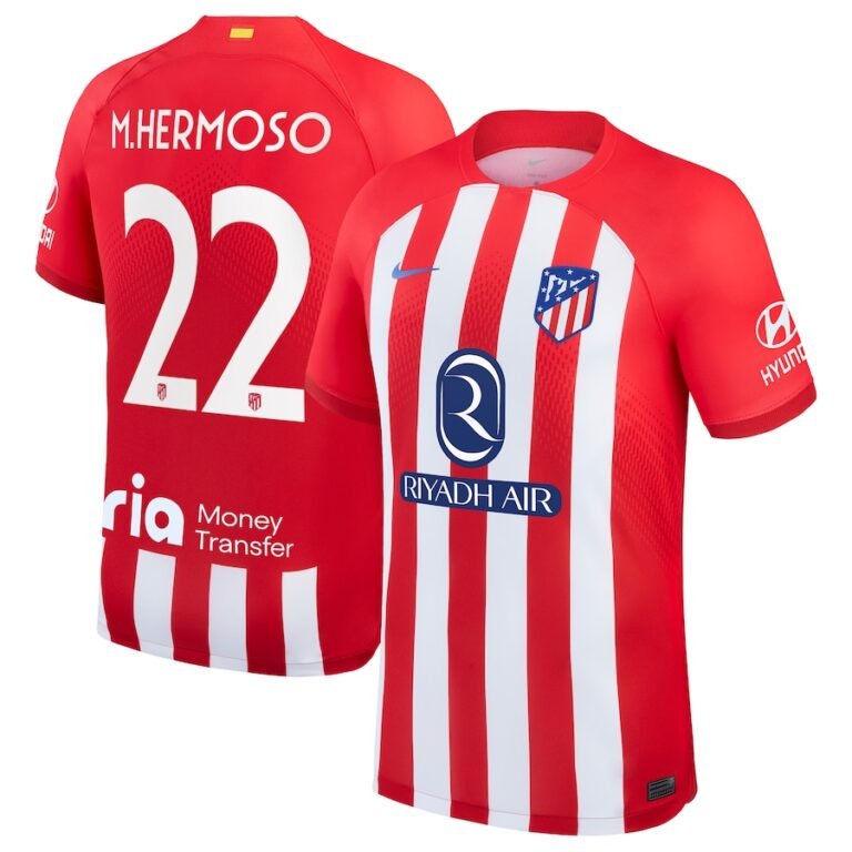 Atletico Madrid Mario Hermoso 22 Home Trikot 2023-2024 (Mit Riyadh Sponsors)
