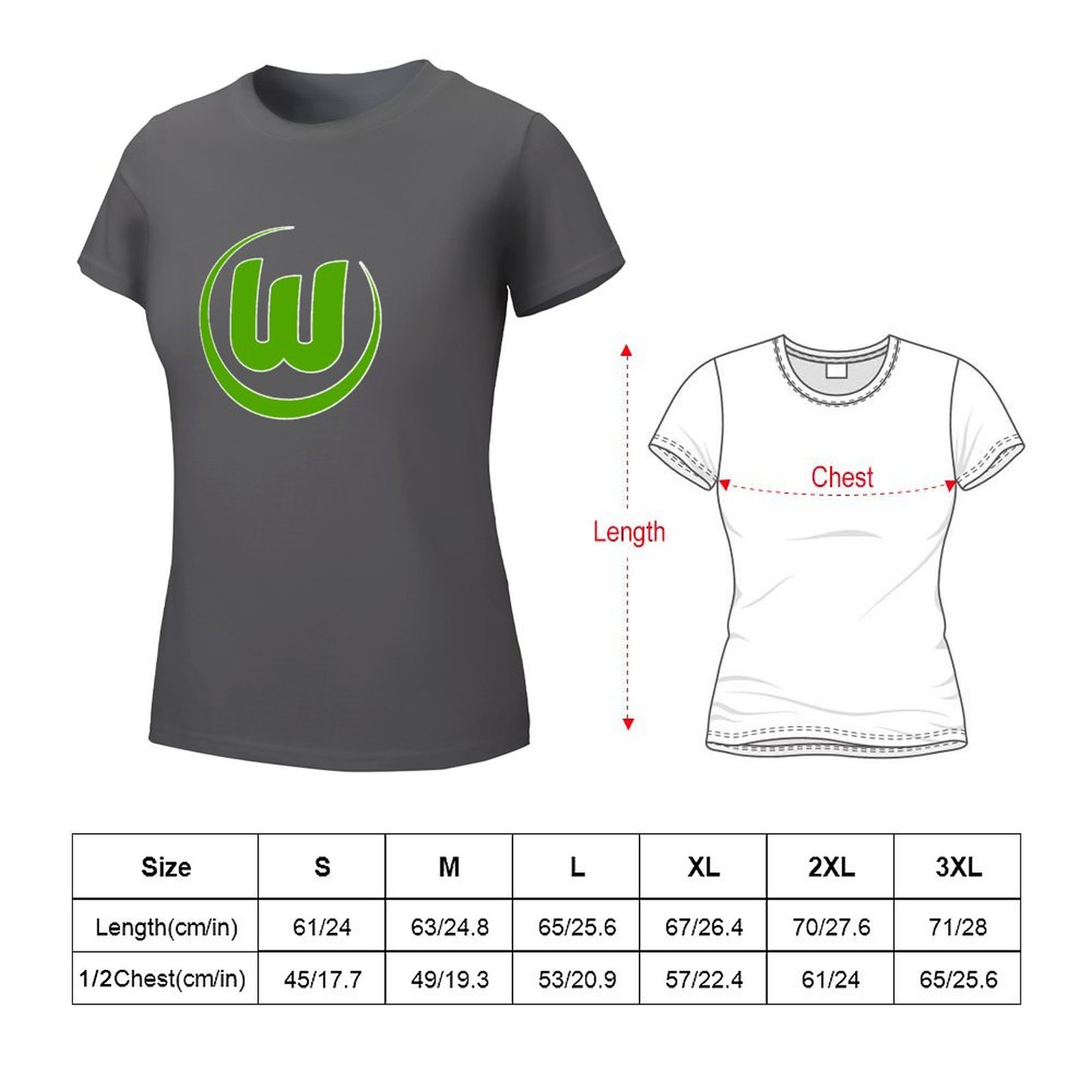 VfL Wolfsburg Damen Kurzarm Rundhals T-Shirt Casual Sommer Tops VfL Wolfsburg Damen Kurzarm Rundhals T-Shirt Casual Sommer Tops
