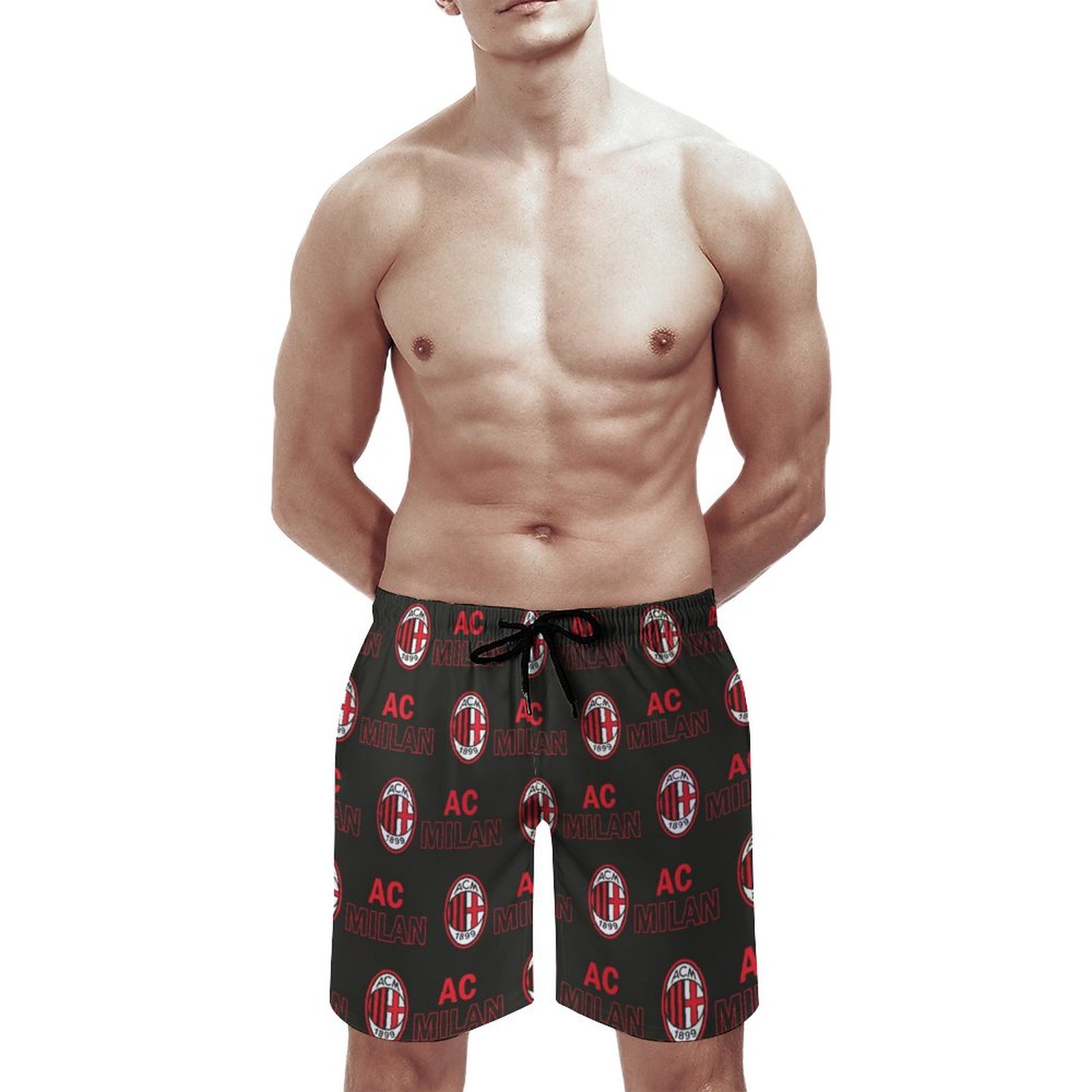 AC Mailand Herren Badehose Schnelltrocknende Strandshorts Mit Tasche Kordelzug Shorts AC Mailand Herren Badehose Schnelltrocknende Strandshorts Mit Tasche Kordelzug Shorts