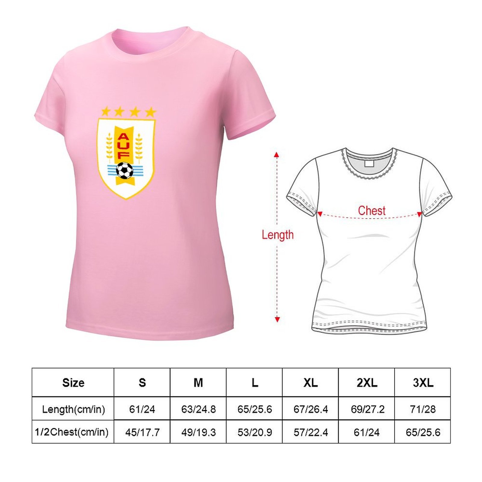 Uruguay Damen Kurzarm Rundhals T-Shirt Casual Sommer Tops Uruguay Damen Kurzarm Rundhals T-Shirt Casual Sommer Tops