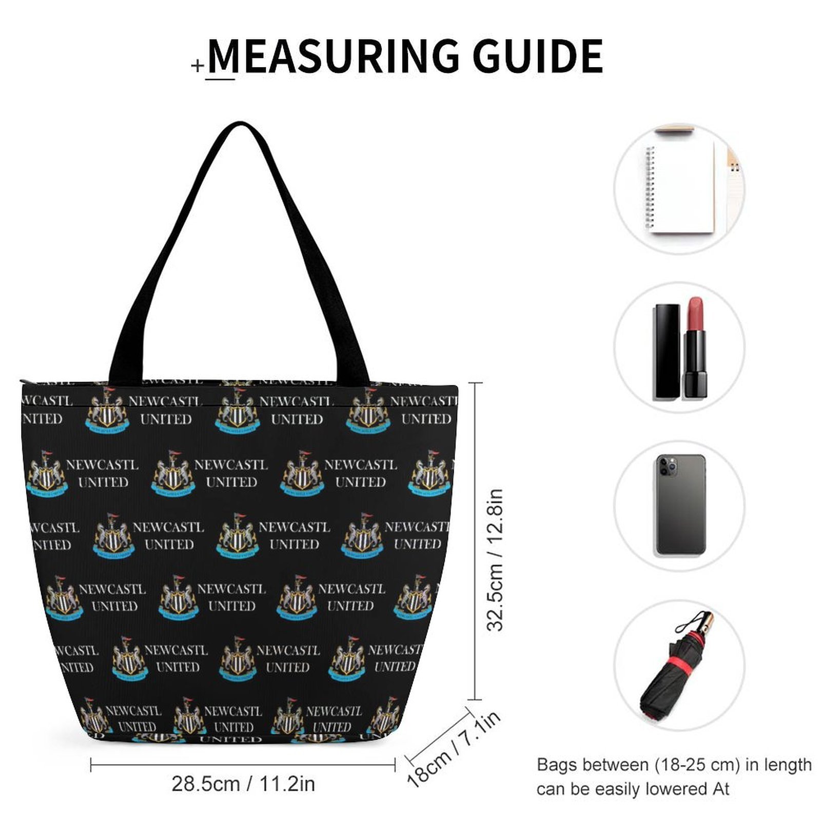 Newcastle United Frauen Tragetasche Oxford-Stoff Einkaufsbeutel Tote Bag Newcastle United Frauen Tragetasche Oxford-Stoff Einkaufsbeutel Tote Bag