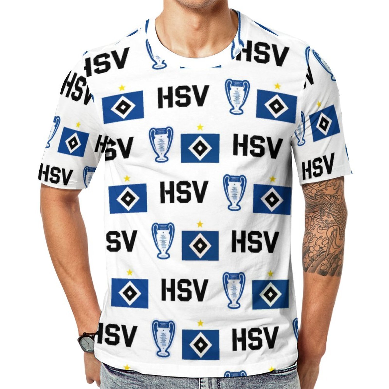 Hamburger SV 3D Vollständig Druck Kurzarm T-Shirts Beiläufige Tee Tops Hamburger SV 3D Vollständig Druck Kurzarm T-Shirts Beiläufige Tee Tops