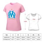 Olympique De Marseille Damen Kurzarm Rundhals T-Shirt Casual Sommer Tops