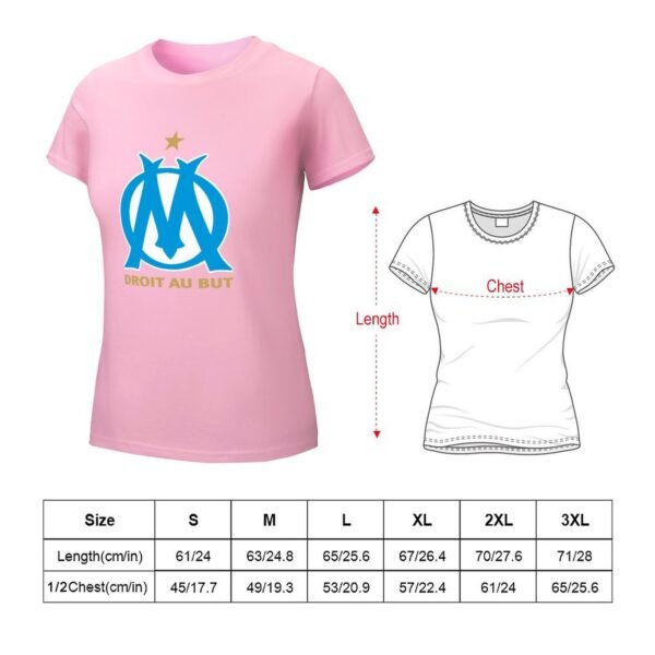 Olympique De Marseille Damen Kurzarm Rundhals T-Shirt Casual Sommer Tops