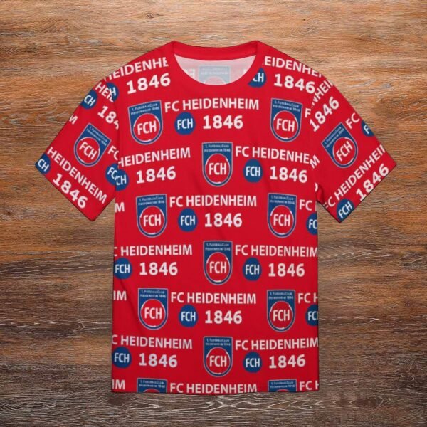 FC Heidenheim 3D Vollständig Druck Kurzarm T-Shirts Beiläufige Tee Tops