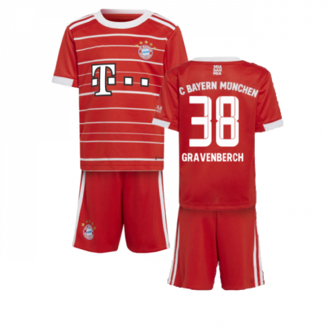Bayern München Ryan Gravenberch 38 Heimtrikot Kinder Mini Kit 2022-2023 Bayern München Ryan Gravenberch 38 Heimtrikot Kinder Mini Kit 2022-2023