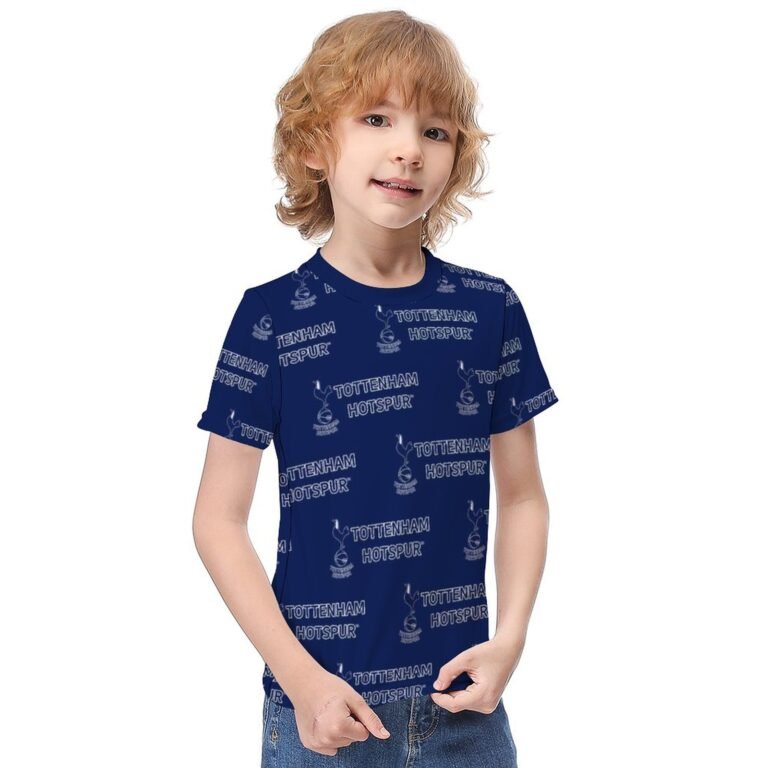 Tottenham Hotspur Jungen Mädchen Kurzarm 3D-Druck T-Shirt Rundhals-Sommerhemd Tops