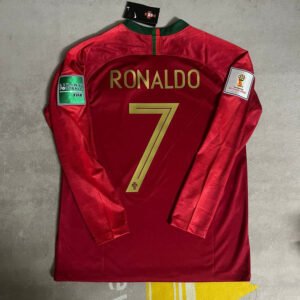 Portugal Cristiano Ronaldo 7 Langarm Retro Home Trikot WM 2018