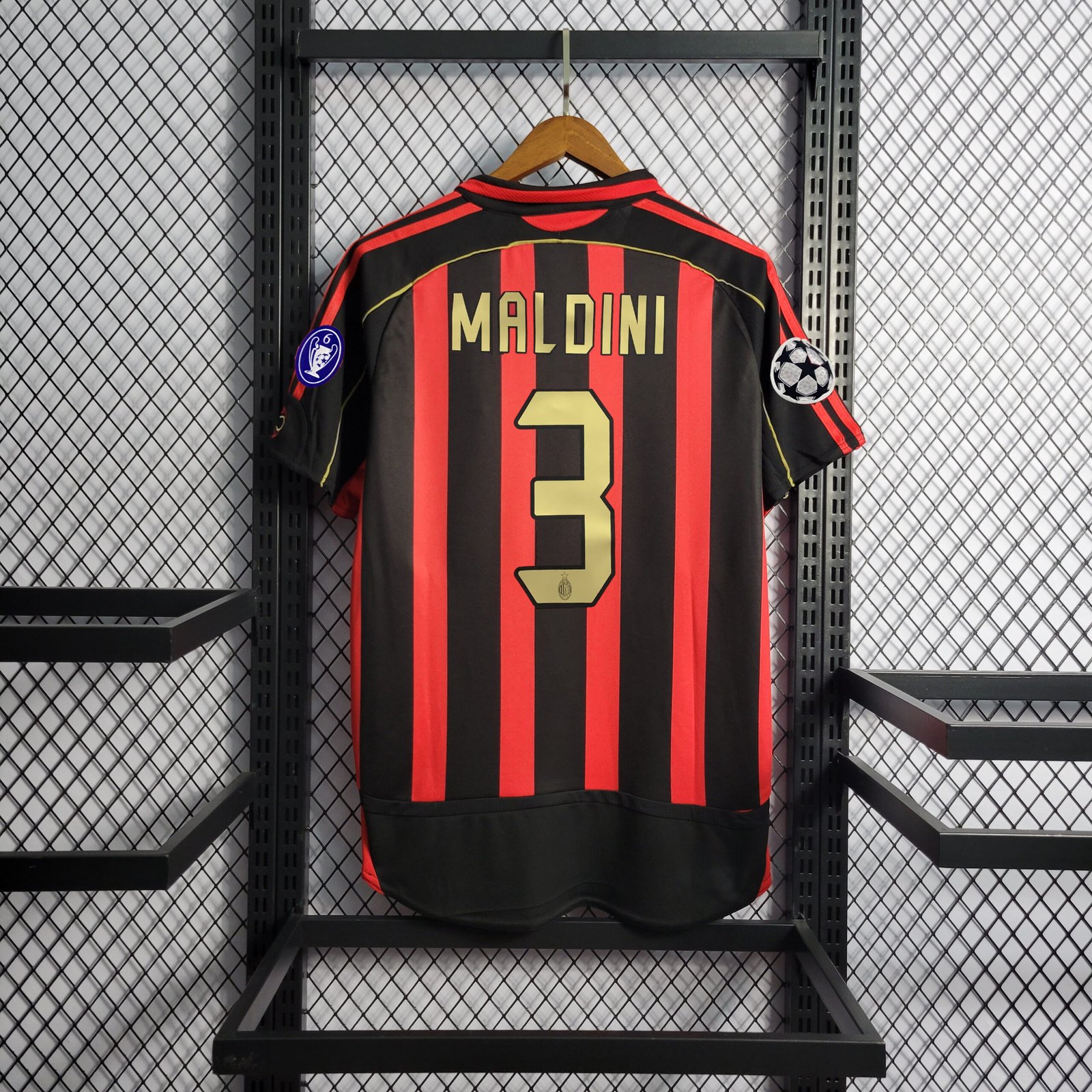 AC Mailand Paolo Maldini 3 UCL Retro Home Trikot 2006-2007 AC Mailand Paolo Maldini 3 UCL Retro Home Trikot 2006-2007