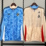 Real Madrid Beidseitig Verwendbar Anthem Jacke 2024-2025 - Blau Beige