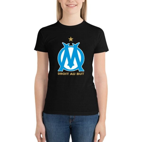 Olympique De Marseille Damen Kurzarm Rundhals T-Shirt Casual Sommer Tops