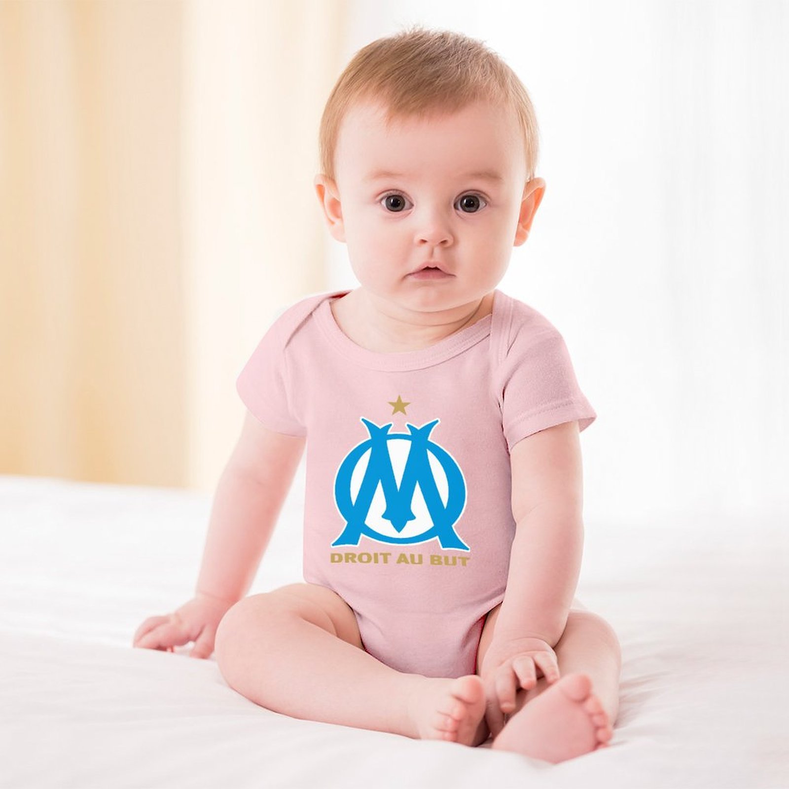 Olympique De Marseille Baby Bodysuit Strampler Schlafanzug Mit Kurzen Ärmeln Olympique De Marseille Baby Bodysuit Strampler Schlafanzug Mit Kurzen Ärmeln