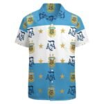 Argentinien Kurzärmelige Herrenhemden, Passform Sommer Kurzarm Casual Button-Down Hemden