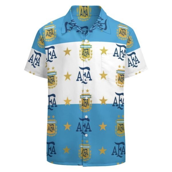 Argentinien Kurzärmelige Herrenhemden, Passform Sommer Kurzarm Casual Button-Down Hemden