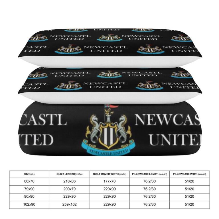 Newcastle United Bettwäscheset 3 Stück Kinder Erwachsene Steppdeckenbezug Steppdeckenbezug Multi Size Laken Set