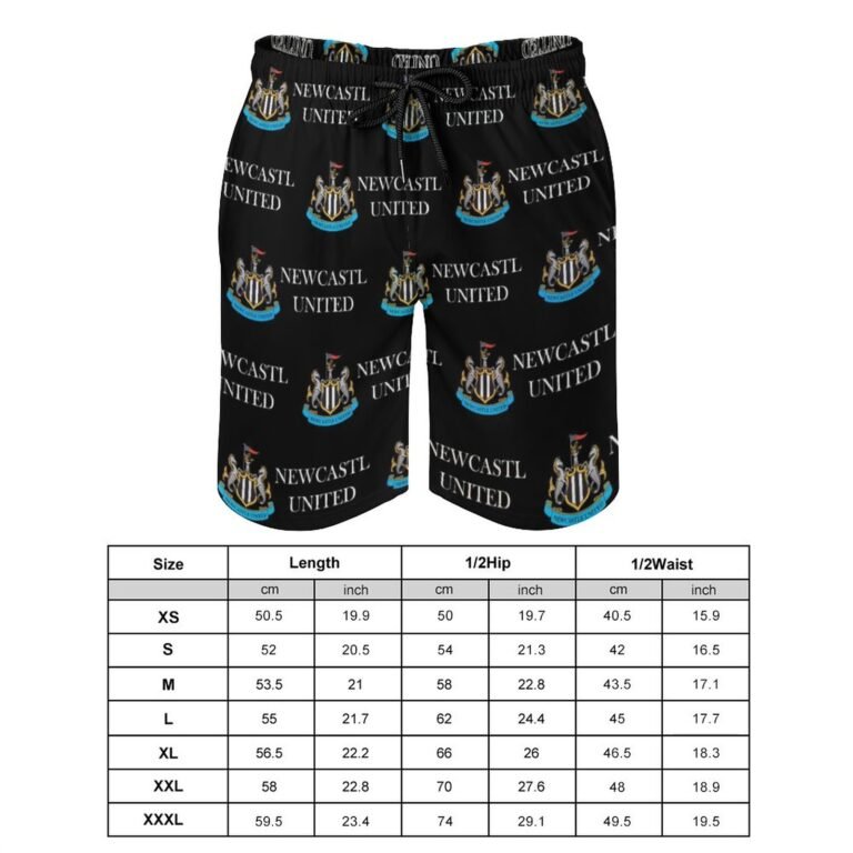 Newcastle United Herren Badehose Schnelltrocknende Strandshorts Mit Tasche Kordelzug Shorts
