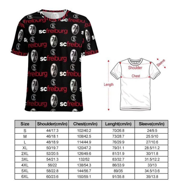SC Freiburg 3D Vollständig Druck Kurzarm T-Shirts Beiläufige Tee Tops