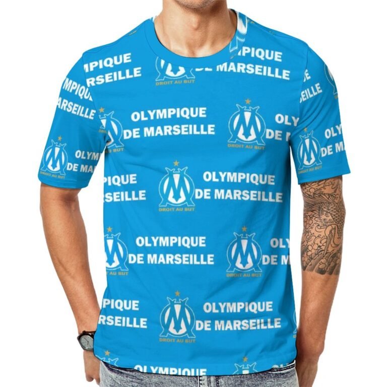 Olympique De Marseille Unisex 3D Vollständig Druck Kurzarm T-Shirts Beiläufige Tee Tops