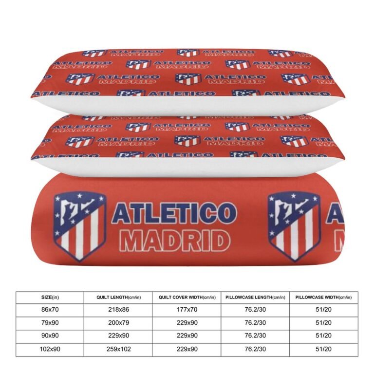 Atletico Madrid Bettwäscheset 3 Stück Kinder Erwachsene Steppdeckenbezug Steppdeckenbezug Multi Size Laken Set